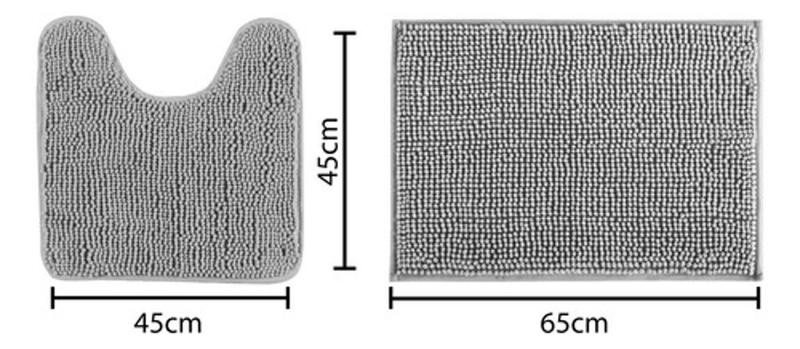 Imagem de Jogo Tapete De Banheiro Macarrão 2 Peças - Cinza