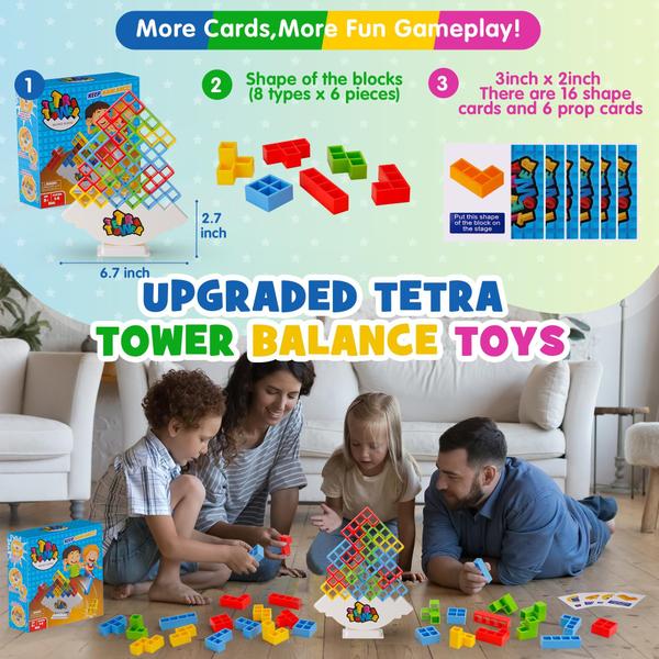 Imagem de Jogo Tetra Tower Building Blocks WOWNOVA 48 unidades para crianças e anúncios