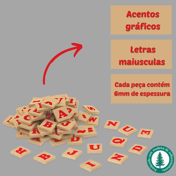 Imagem de Jogo Torre De Equilíbrio  Interativo E Letras Alfabetização Infantil Para Crianças Feito Em MDF Junges