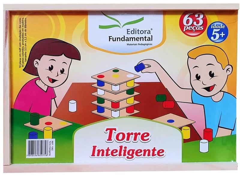 Imagem de Jogo Torre Inteligente 63 Peças Madeira Educativo Pedagógico