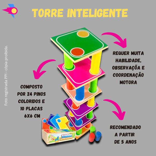 Imagem de Jogo Torre Inteligente Brinquedo Educativo Equilíbrio