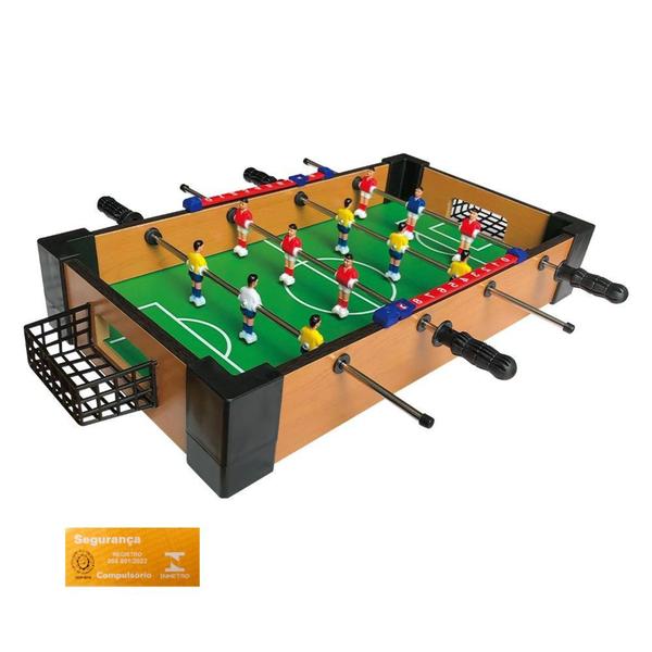 Imagem de Jogo Toto Super Craque Junior 40x22x7cm DM Toys Mini Pebolim Infantil Completo