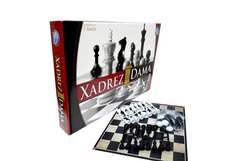 Jogo xadrez e dama super jogos pais e filhos - PAIS E FILHOS Imagem de Jogo xadrez e dama super jogos pais e filhos