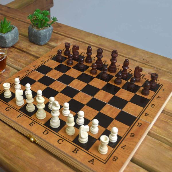 Jogo Xadrez Madeira Dobrável Tabuleiro Profissional Unyhome Imagem de Jogo Xadrez Madeira Dobrável Tabuleiro Profissional Unyhome