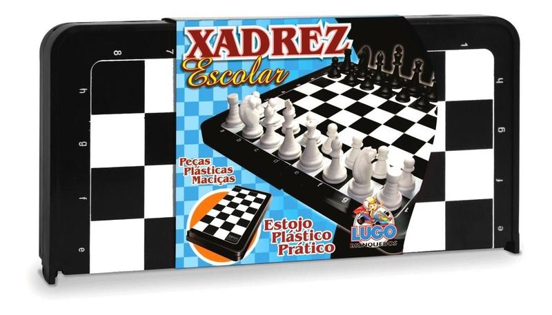 Imagem de Jogo Xadrez Tabuleiro Escolar Dobravel Brinquedo Estrategia