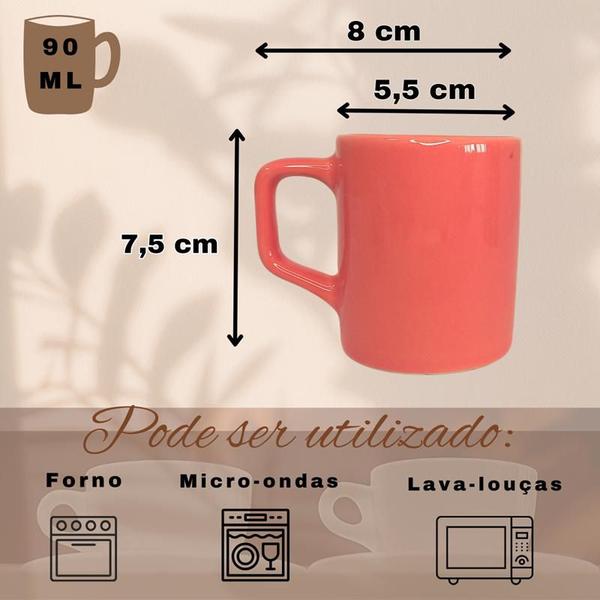 Imagem de Jogo Xícara Café Chá Cerâmica Caneca 6 Peças 80ml Colorida