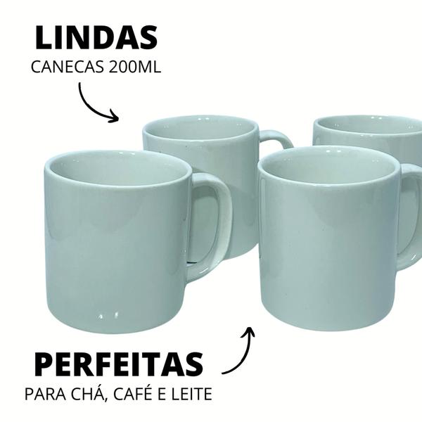 Imagem de Jogo Xicara Caneca Cafe Cha Porcelana Branca 200ml 06un