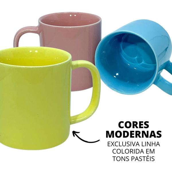 Imagem de Jogo Xicara Caneca Cafe Cha Porcelana Colorida 200ml 06un