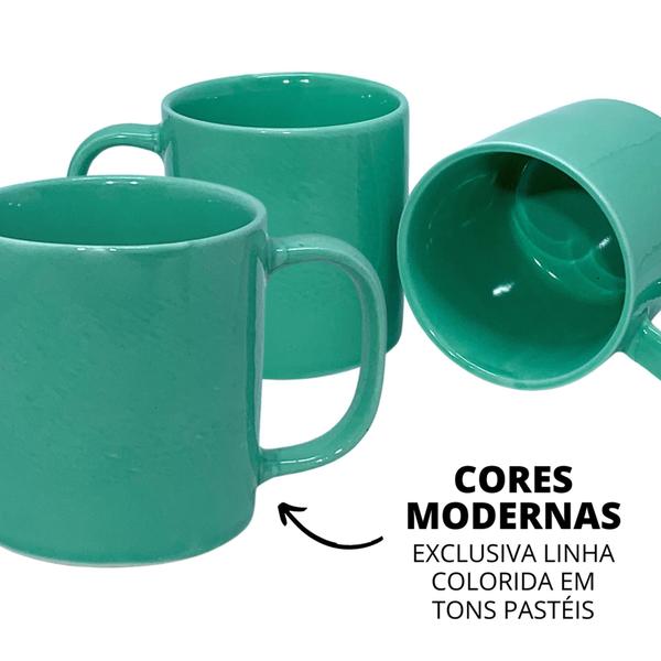 Imagem de Jogo Xicara Caneca Cafe Cha Porcelana Verde 200ml 06un