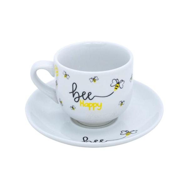 Imagem de Jogo Xícara Com Pires Bee Happy Honey Café Da Manhã Chá Bebidas 90ml - 6 Peças