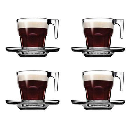 Imagem de Jogo xicaras c/ pires cafe expresso cha 75 ml vidro 8 pcs cristal