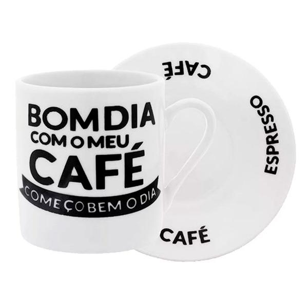 Imagem de  Jogo Xícaras Café 80 ml Com Pires Porcelana Branca 12 Peças