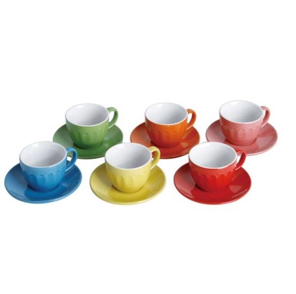 Imagem de Jogo Xicaras Café Chá Porcelana 210ml Pires Colorida 12pçs