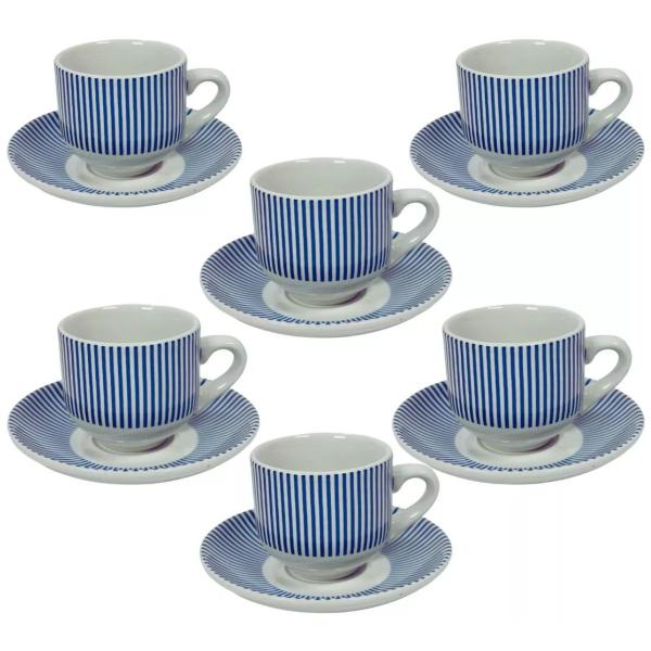 Imagem de Jogo Xicaras Cafe com suporte De Porcelana 90 ml  Acqua 