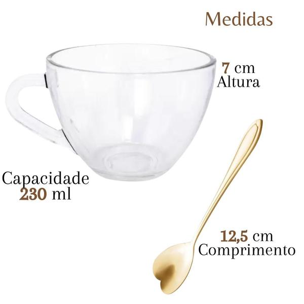 Imagem de Jogo Xícaras café + Pires Coração de teca + Colher