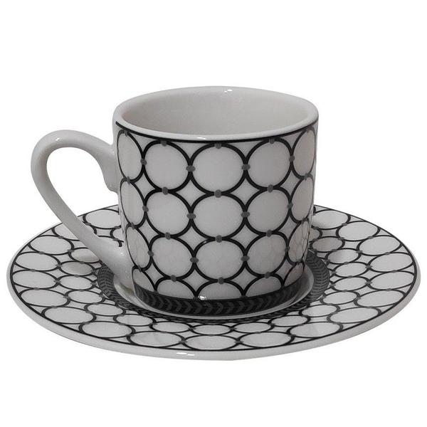 Imagem de Jogo Xícaras De Café 90ml Porcelana Elos 12 Peças Hauskraft