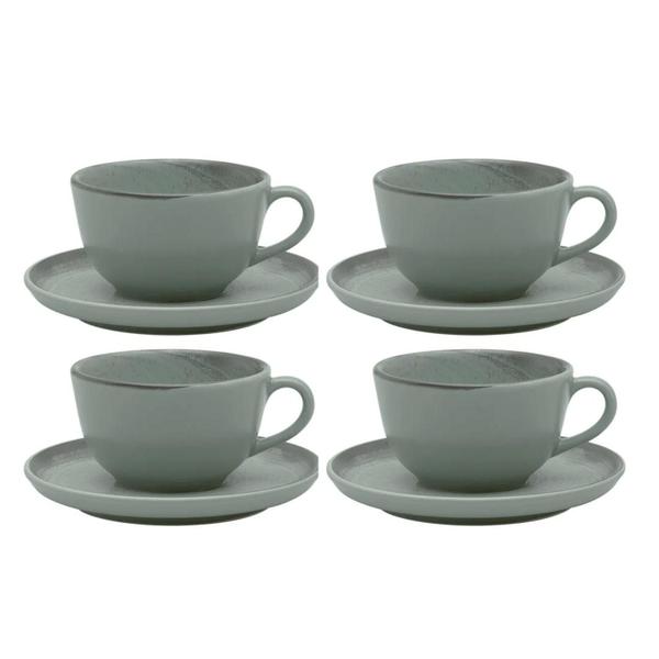 Imagem de Jogo Xicaras de Chá Café Com Pires 4pcs 200ml Cerâmica Oxford Pacifico