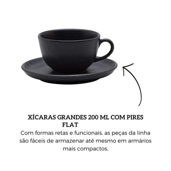 Imagem de Jogo Xicaras De Chá Café Pires 4Pcs 200Ml Cerâmica Oxford