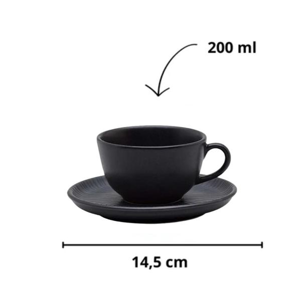 Imagem de Jogo Xicaras De Chá Café Pires 6Pcs 200Ml Cerâmica Oxford