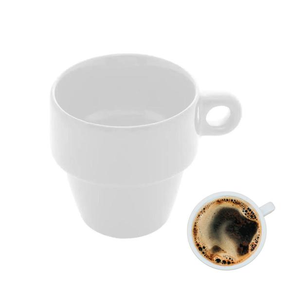 Imagem de Jogo Xícaras Para Café de Porcelana 90 ml 6 Peças Empilhavel