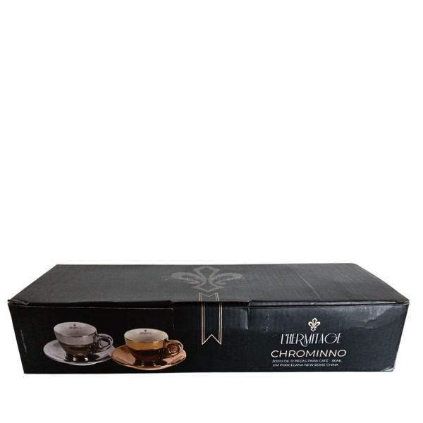 Imagem de Jogo Xícaras para Café Prata Porcelana 80ml Chrominno 6un LHermitage