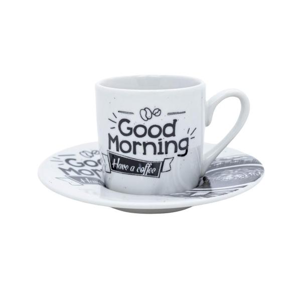 Imagem de Jogo Xícaras & Pires Good Morning 80ml Coffee Chá Lanche Da Tarde - 6 Pares