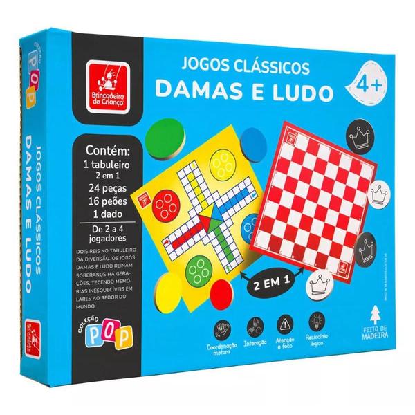 Imagem de Jogos Clássicos 2 em 1 Dama e Ludo Coleção Pop - Brincadeira