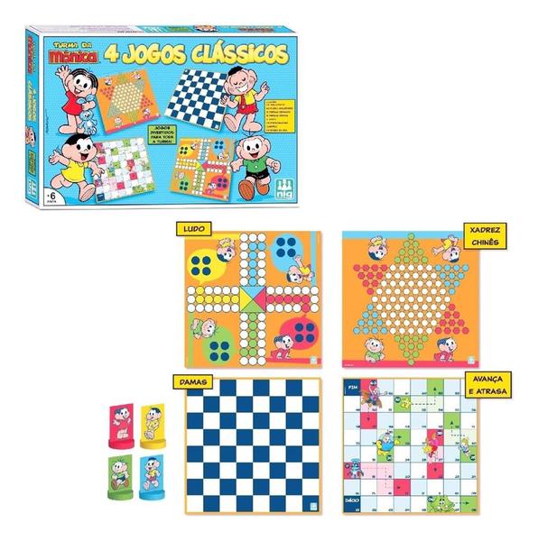 Jogos Clássicos Reunidos Turma Da Mônica 4x1 - Nig - NIG BRINQUEDOS Imagem de Jogos Clássicos Reunidos Turma Da Mônica 4x1 - Nig