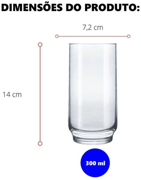 Imagem de Jogos de Copos de Vidro 12 Peças 300ml Nadir