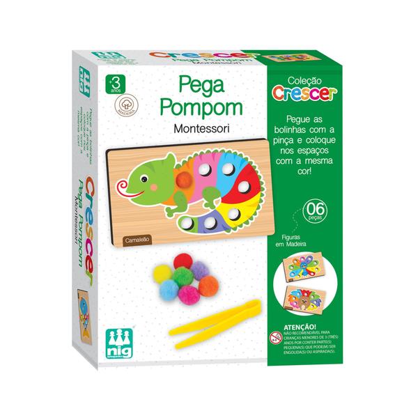 Imagem de Jogos Educativos em Madeira Pega Pompom Montessori Aprendendo as Horas Jogo do Tato - Nig