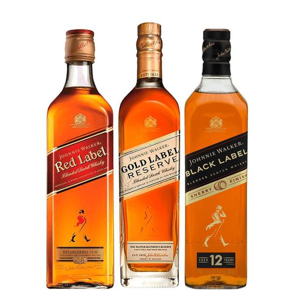 Imagem de Johnnie Walker Black 750ml + Red 750ml + Gold Label 750ml