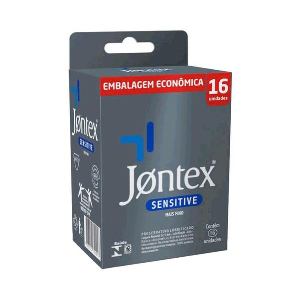 Imagem de Jontex Sensitive - Preservativo Intimo Lubrificado Mais Fino com Embalagem Econômica - 16 Unidades