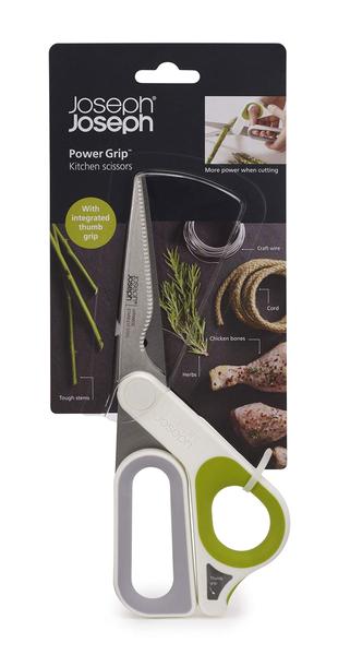 Imagem de Joseph Joseph 10302 PowerGrip Cozinha Tesouras com Aperto de Polegar e Herb Stripper Separa para Limpeza Japonesa de Aço Inoxidável, Branco/Verde