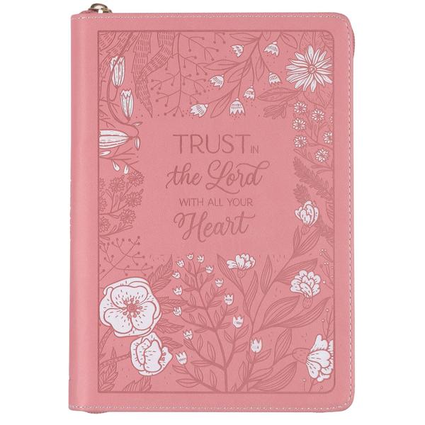 Imagem de Journal Christian Art Gifts em material vegano rosa com zíper