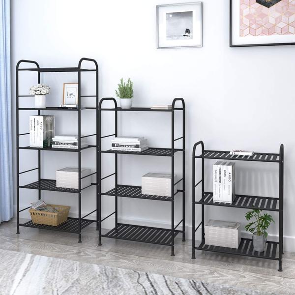 Imagem de JSB 3-Tier Ajustável Unidade de prateleira, heavy duty storage rack organizador metal corner shelf para cozinha sala despensa banheiro (preto, 3 níveis)...