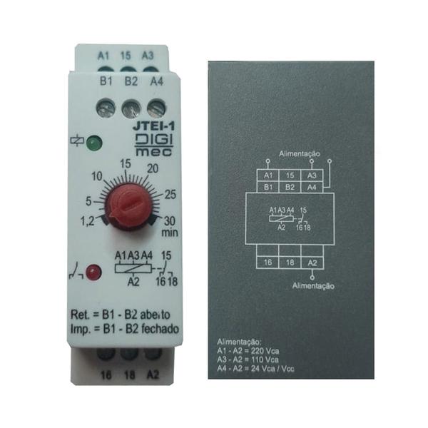 Imagem de Jtei-1 rele tempo 30 min 110/220v 24vca retardo energização digimec