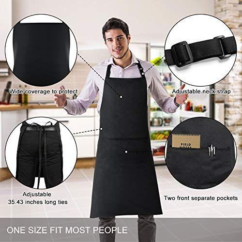 Imagem de Jubatus 12 Pack Bib Aprons com 2 bolsos Cooking Chef Kitchen Apron para Mulheres Homens, Preto