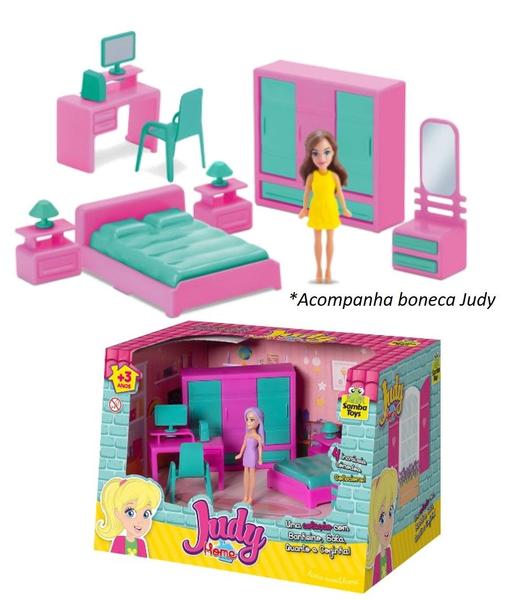 Judy Quarto c/ Boneca e Acessórios Brinquedo Menina Casinha