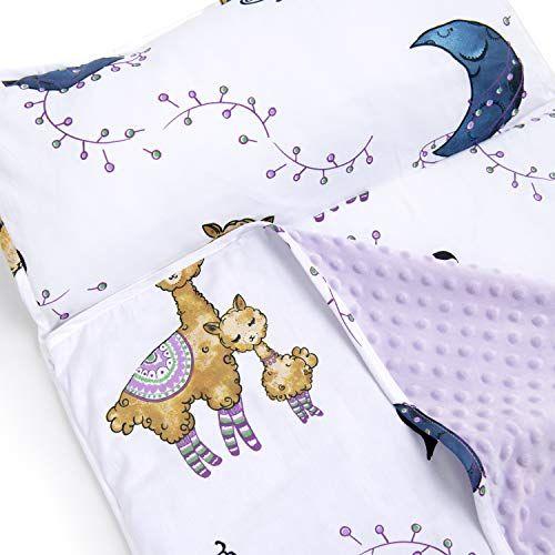 Imagem de JumpOff Jo - Tapete Infantil - Saco de Dormir Infantil com Travesseiro Removível para Pré-Escola, Creche e Sleepovers - Medidas 43 x 21 Polegadas com Design Original - Llama & Mama