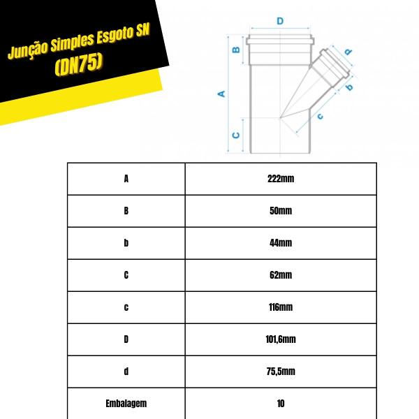 Imagem de Junção de Esgoto Redução Encanamento Dutos 100x75mm