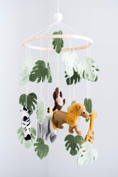 Imagem de Jungle Animals Baby Mobile, Safari Nursery Room Decor, Safari Theme Nursery, Decoração de Animais Selvagens, Animais Selvagens Mobile