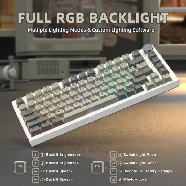 Imagem de Junta de teclado mecânico para jogos ATTACK SHARK K85 Rapid Trigger com 75% de fio com interruptor magnético de atuação ajustável trocado a quente, botão programável TKL RGB, teclas PBT retroiluminadas para Win Mac Gamer (cinza)