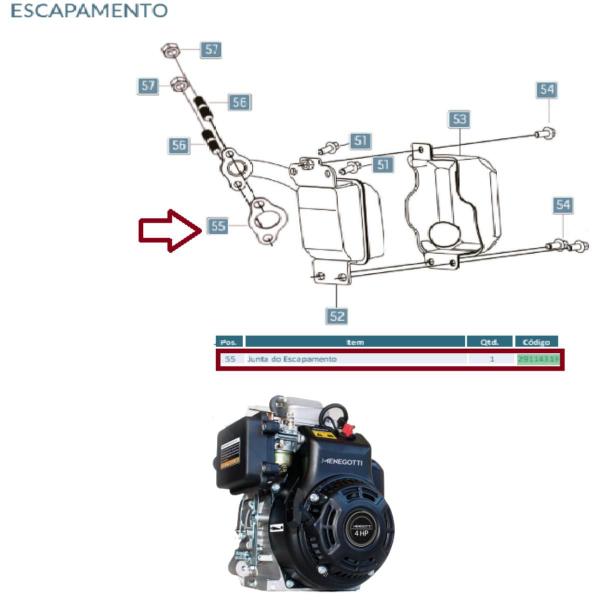Junta do Escapamento P/ Compactador de Solo 75M Motor 165 - Menegotti Imagem de Junta do Escapamento P/ Compactador de Solo 75M Motor 165
