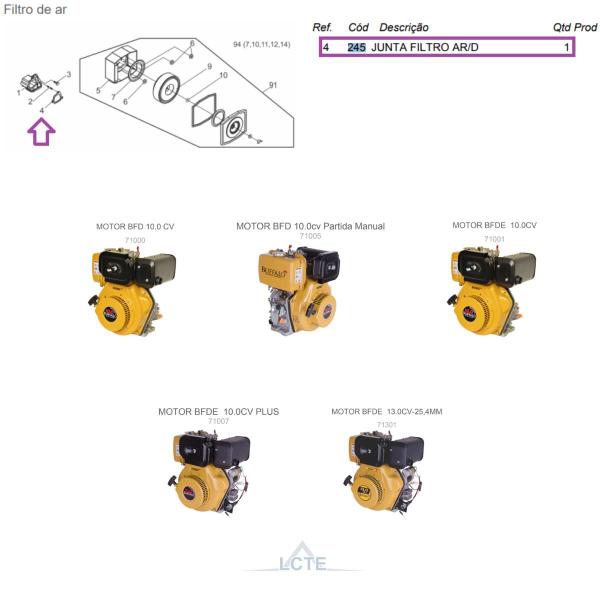 Imagem de Junta do Filtro de Ar P/ Motor BFDE 10.0cv Buffalo Original