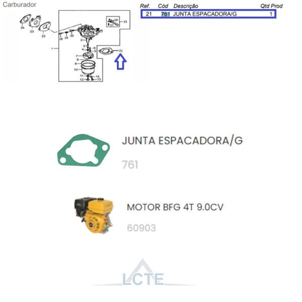 Imagem de Junta Escapadora Do Carburador Motor BFG(E) 15.0hp Buffalo