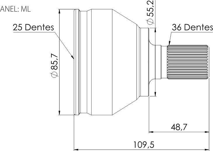 Imagem de Junta Homocinetica Focus 2.0 09 A 13 25X36 Manual