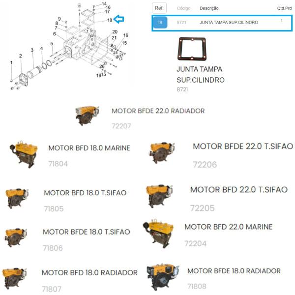 Imagem de Junta Tampa Superior Cilindro Do Motor BFDE 22.0 Radiador