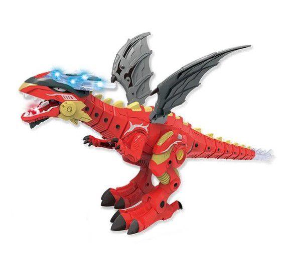 Imagem de Jurassic Fun Metal Dragon Vermelho com Luz e Som Multikids - BR1674