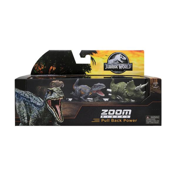 Imagem de Jurassic World 3 Carrinhos Zoom Riders com Dinossauro 7cm - Sunny 3025 - 7899573630256