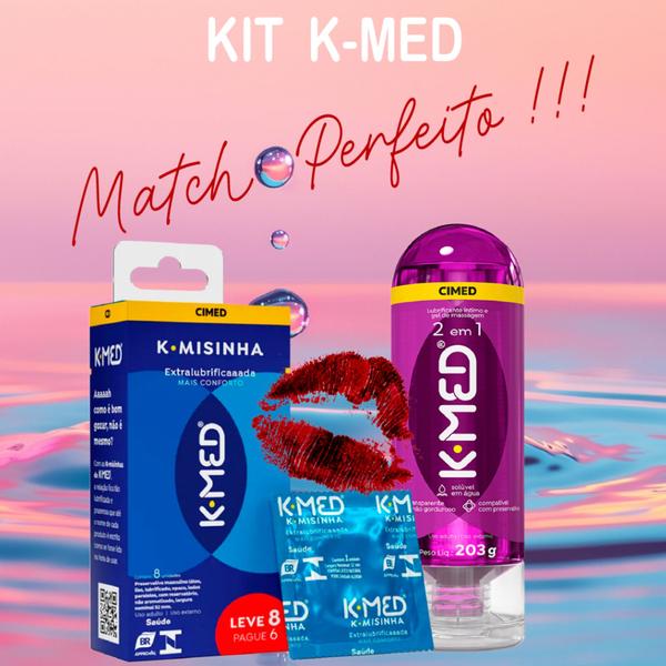 Imagem de k-med 2 em 1 gel lubrificante 203 + K-misinha Extralubrificada preservativo masculino com 8unids